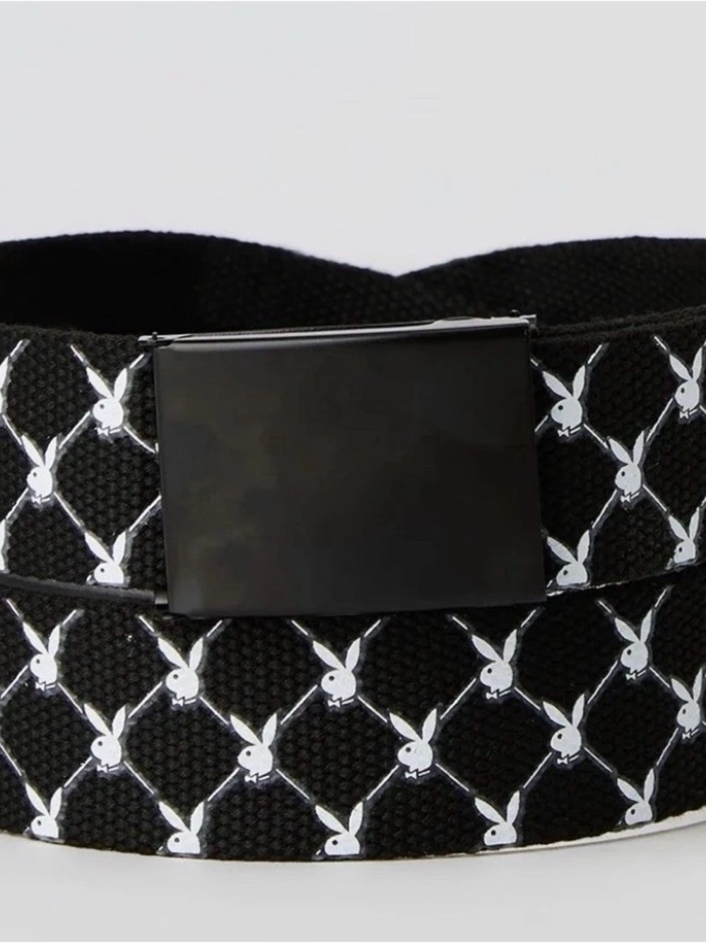 Playboy Bunny Logo Belt w/ Buckle Black and White Large/X Large 49 inches